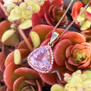 Pleasurably Pink Morganite with Halo Rose Gold Pendant