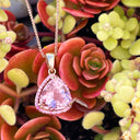 Pleasurably Pink Morganite with Halo Rose Gold Pendant