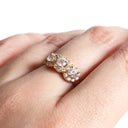 White diamond yellow gold ring