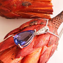 Prestigious Pear Cut Tanzanite And Delightful Diamond Highlight White Gold Pendant