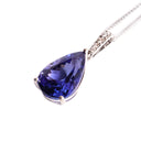 Prestigious Pear Cut Tanzanite And Delightful Diamond Highlight White Gold Pendant