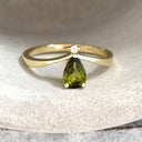 Princess Crown Vibes Green Pear Cut Tourmaline with Petite Diamond Accent Ring