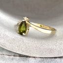 Princess Crown Vibes Green Pear Cut Tourmaline with Petite Diamond Accent Ring