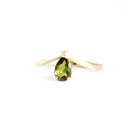 Princess Crown Vibes Green Pear Cut Tourmaline with Petite Diamond Accent Ring