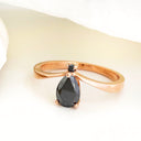 Pear cut Black Diamond rose gold ring