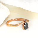 Pear cut Black Diamond rose gold ring