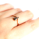 Princess Crown Vibes Pear Cut Black Diamond with Petite Black Diamond Accent Ring
