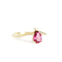 Princess Crown Vibes Pink Pear Cut Tourmaline with Petite Diamond Accent Ring