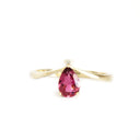 Princess Crown Vibes Pink Pear Cut Tourmaline with Petite Diamond Accent Ring