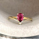 Princess Crown Vibes Pink Pear Cut Tourmaline with Petite Diamond Accent Ring