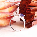 Princess Vibes Emerald Cut Tanzanite And Diamond Split Band White Gold Ring