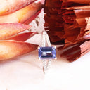 Princess Vibes Emerald Cut Tanzanite And Diamond Split Band White Gold Ring