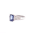Princess Vibes Emerald Cut Tanzanite And Diamond Split Band White Gold Ring
