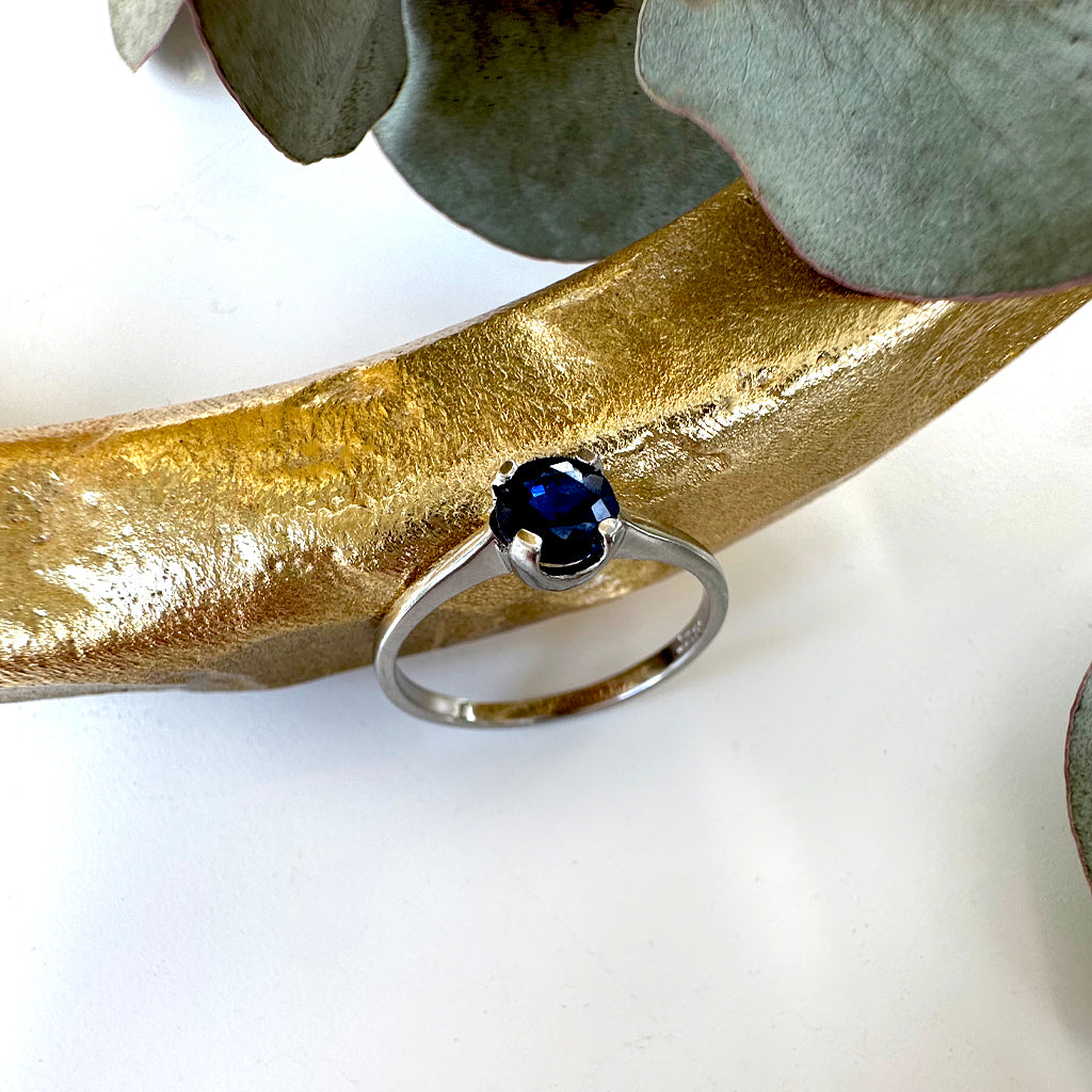 Quietly Regal Sapphire White Gold Ring