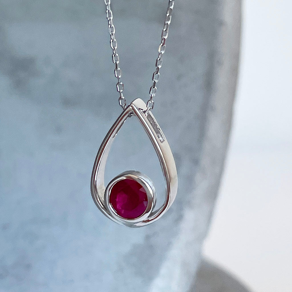 White Gold Ruby Pendant