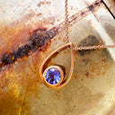 Raindrop Tanzanite and Rose Gold Pendant