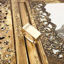 Rectangular Yellow Gold Signet Ring with Three Diamond Stripe Detail