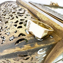 Rectangular Yellow Gold Signet Ring with Three Diamond Stripe Detail