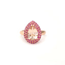 Show Stopping Morganite and Double Pink Sapphire Halo Ring
