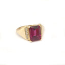 Regal Grape Garnet and Diamond Yellow Gold Ring