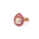 Show Stopping Morganite and Double Pink Sapphire Halo Ring