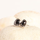 Rose Cut Cushion Shaped Black Diamond Bezel Set White Gold Studs