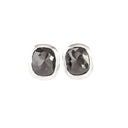 Rose Cut Cushion Shaped Black Diamond Bezel Set White Gold Studs
