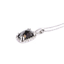 Rose Cut Cushion Shaped Black Diamond With White Diamond Halo Pendant