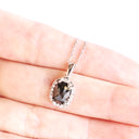 Rose Cut Cushion Shaped Black Diamond With White Diamond Halo Pendant