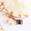 Rose Cut Black Diamond Rose Gold Pendant