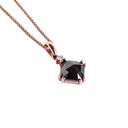 Rose Cut Cushion Shaped Black Diamond With White Diamond Highlight Rose Gold Pendant