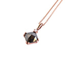 Rose Cut Cushion Shaped Black Diamond With White Diamond Highlight Rose Gold Pendant