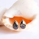 Rose Cut Pear Shaped Lush Rose Gold Studs