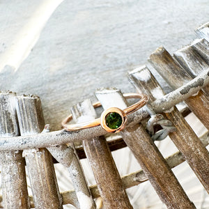 Rose Gold Bezel Set Green Tourmaline Stacking Ring