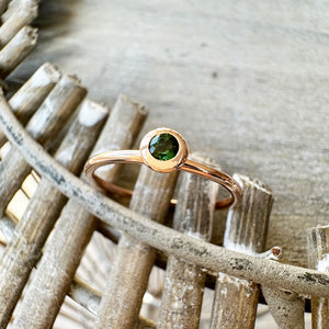 Rose Gold Bezel Set Green Tourmaline Stacking Ring