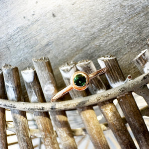 Rose Gold Bezel Set Green Tourmaline Stacking Ring