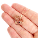 Rose Gold Filigree Heart Africa Pendant with Solitaire Black Diamond Detail