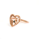 Rose Gold Filigree Heart Africa Ring with Solitaire Black Diamond Detail
