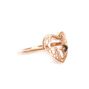 Rose Gold Filigree Heart Africa Ring with Solitaire Black Diamond Detail