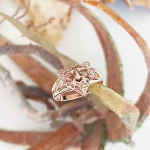 Rose Gold Leopard Head Ring with Diamond Accents