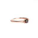Rose Gold Raised Four Claw Black Diamond Stacking Ring