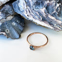 Rose Gold Raised Four Claw London Blue Topaz Stacking Ring