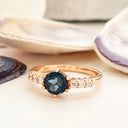 London Blue Topaz and Diamond Rose Gold Ring