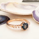 London Blue Topaz and Diamond Rose Gold Ring