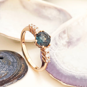 London Blue Topaz and Diamond Rose Gold Ring
