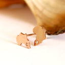 Rose Gold Solid Africa Map Studs With Diamond Highlight