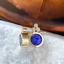 Tanzanite and Diamond Stud Yellow gold earrings