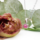 Round Cabochon Ruby Silver Pendant