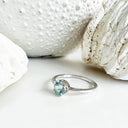 Round Cut Aquamarine and White Gold Ring