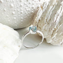 Round Cut Aquamarine and White Gold Ring